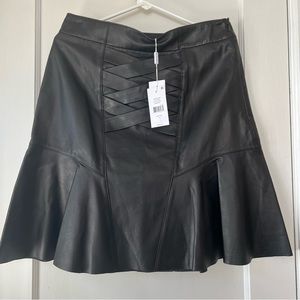 NWT Derek Lam Crosby Black Lace Up Leather Skirt size 10